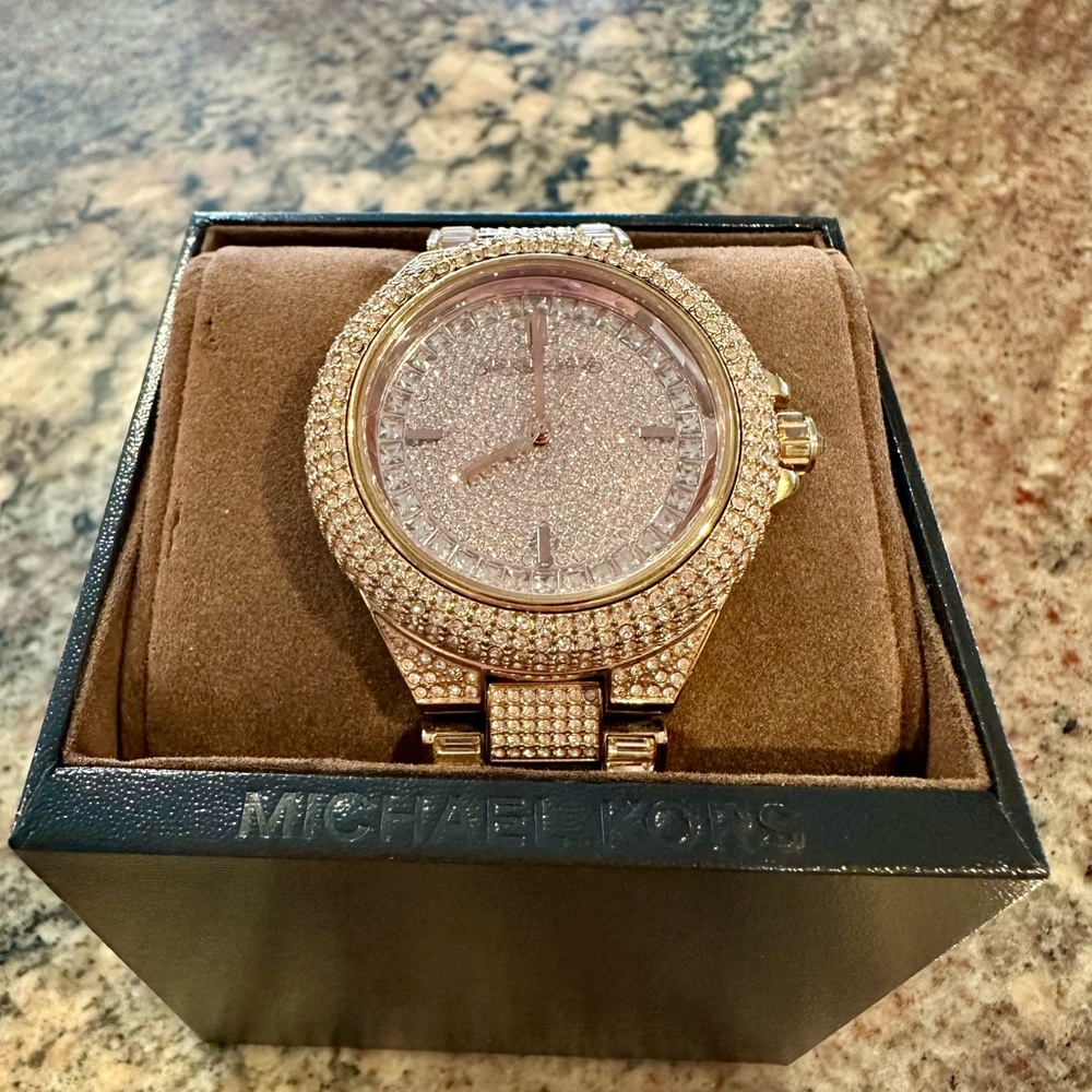 Michael Kors Rose Gold Crystal-Studded Watch